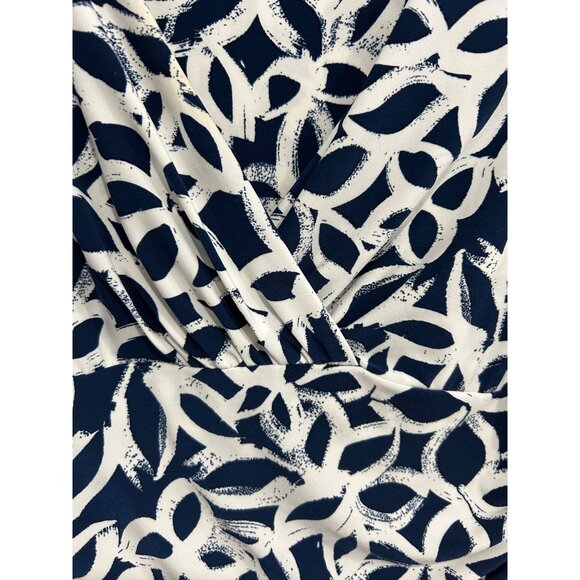 Lauren Ralph Lauren Womens Faux Wrap Navy White Patterned Dress 3/4 Sleeves Sz 6 - Picture 4 of 9